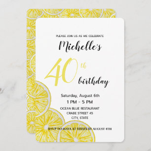 Lemon Slices Watercolor Hand-painted Invitation
