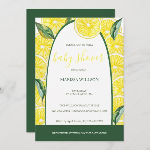 Lemon Slices Watercolor Hand_painted Invitation