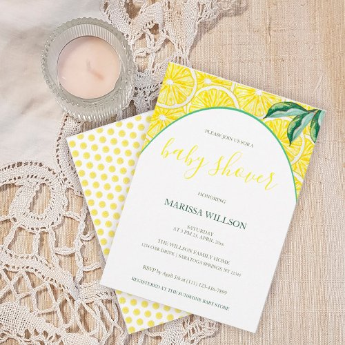 Lemon Slices Watercolor Hand_painted Invitation