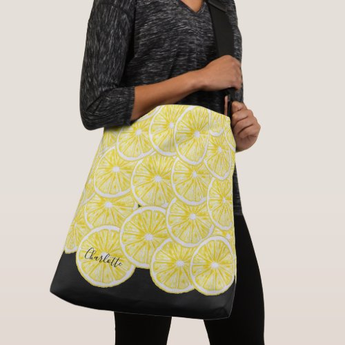 Lemon Slices Watercolor Pattern Crossbody Bag