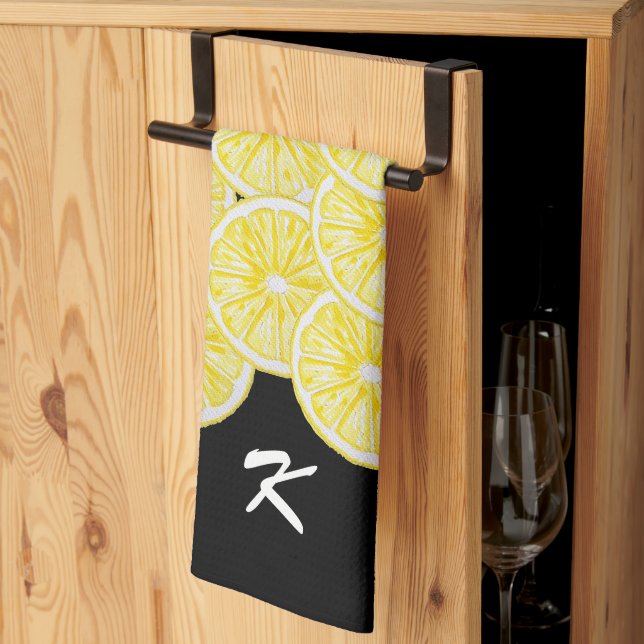 Lemon Slices Watercolor Pattern Kitchen Towel (Thirds Fold)