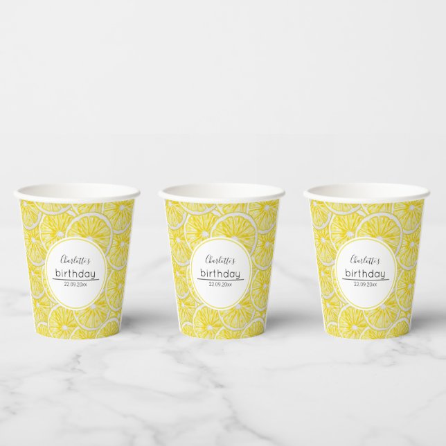 Lemon Slices Watercolor Pattern Paper Cups (Multi)