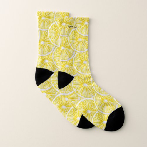 Lemon Slices Watercolor Pattern Socks