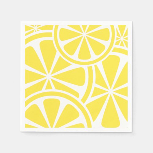 Lemon Slices Yellow Summer Fruit Party Napkin