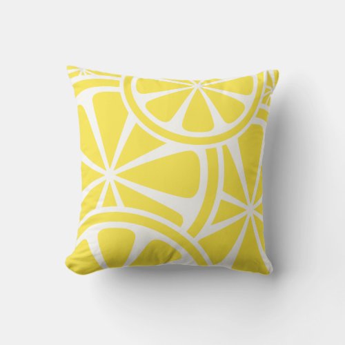 Lemon Slices Yellow Summer Throw Pillow