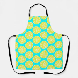 Lemon slised on blue background apron
