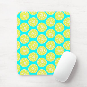 Lemon slised on blue background mouse pad