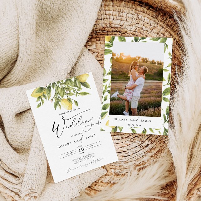 Lemon Sorrento Amalfi Coast Calligraphy Wedding Invitation (Creator Uploaded)