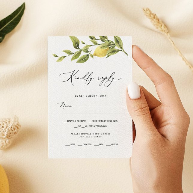 Lemon Sorrento Amalfi Coast Wedding RSVP card (Creator Uploaded)