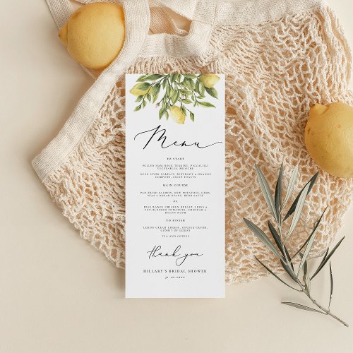 Lemon Sorrento Mediterranean Bridal Shower Menu