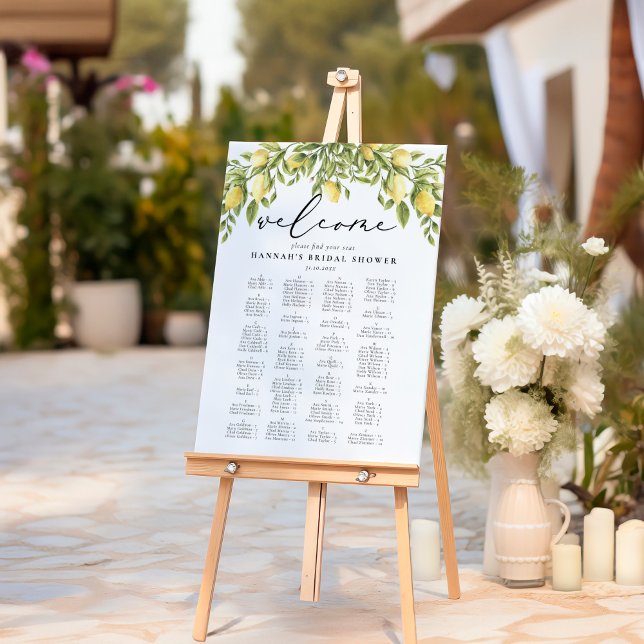 Lemon Sorrento Mediterranean Bridal Shower Seating Foam Board (Creator Uploaded)