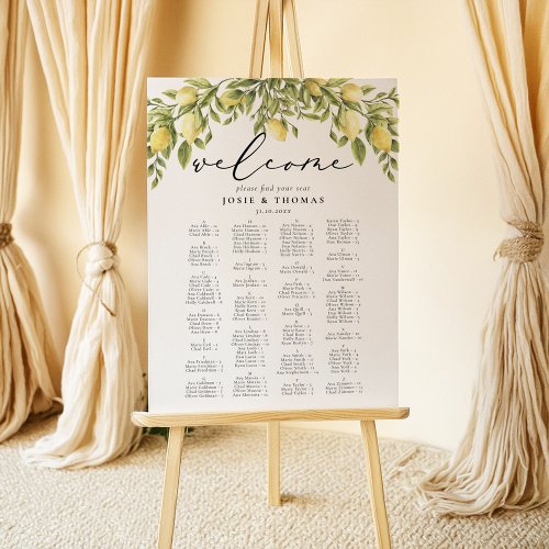 Lemon Sorrento Mediterranean Wedding Seating Plan Foam Board