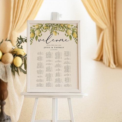 Lemon Sorrento Mediterranean Wedding Seating Plan Poster
