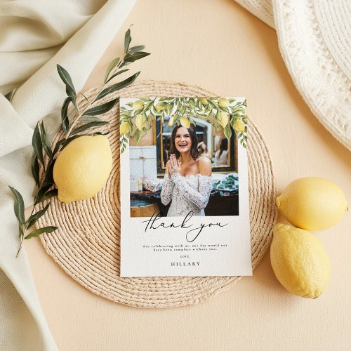 Lemon Sorrento Photo Bridal Shower Thank you card