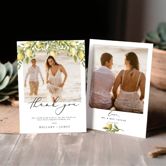 Lemon Sorrento Photo Wedding Thank you card (Creator Uploaded)