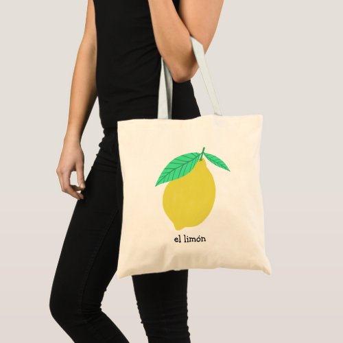 Lemon Spanish Flash Cards Fruity Fun Limn Tote Bag