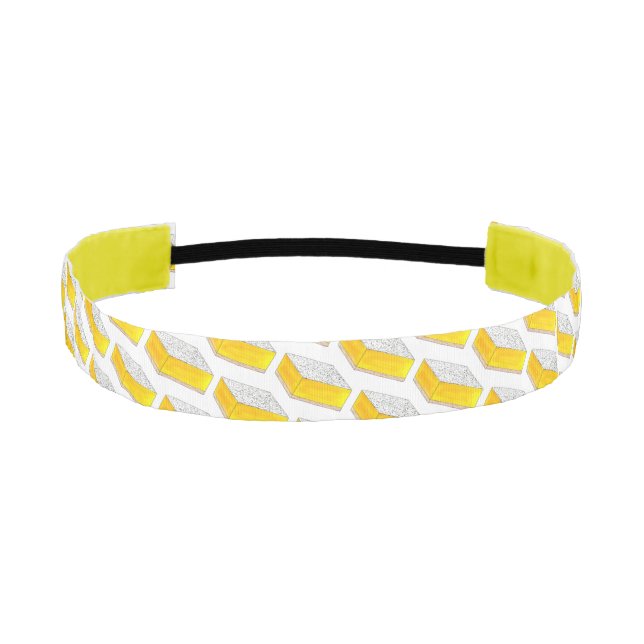 Lemon Square Bar Pastry Dessert Bake Sale Yellow Athletic Headband (Front)