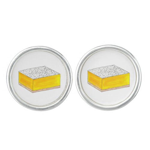 Lemon Square Bar Pastry Dessert Bake Sale Yellow Cufflinks