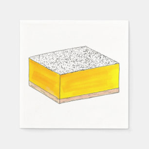 Lemon Square Bar Pastry Dessert Bake Sale Yellow Napkins