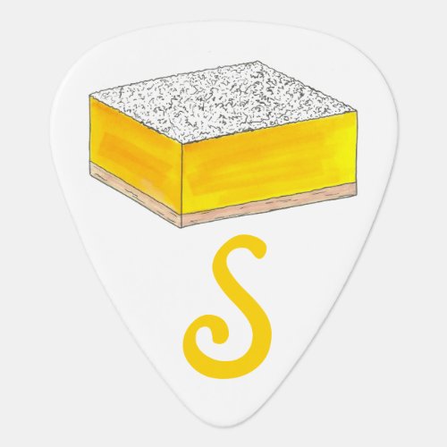 Lemon Square Bar Pastry Dessert Foodie Monogram Guitar Pick