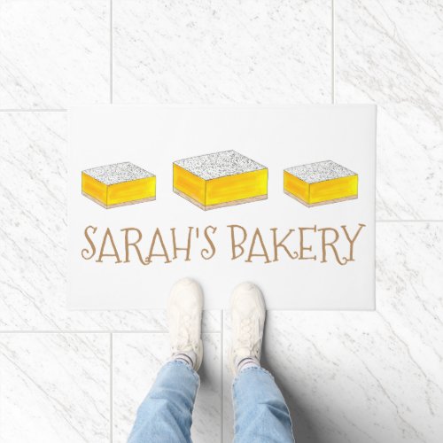 Lemon Square Bar Pastry Dessert Kitchen Bakery Doormat