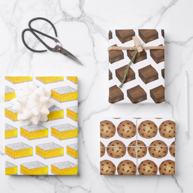 Lemon Square Brownies Traybake Cookie Bake Sale Wrapping Paper Sheets (Front)