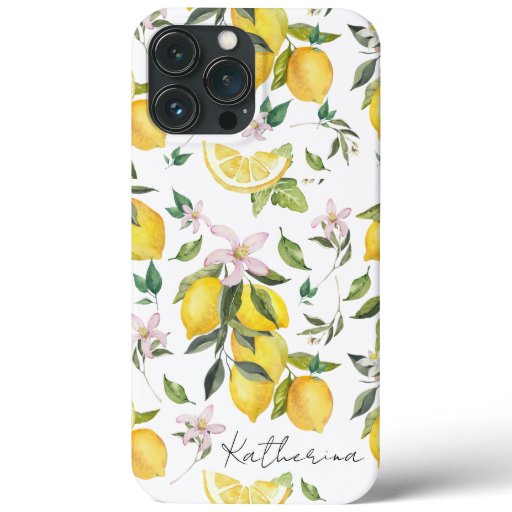 Lemon Squeeze and Leaves with YOUR NAME  iPhone 13 Pro Max Case