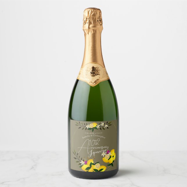 Lemon Squeeze Anniversary Tapestry Sparkling Wine Label (Front)