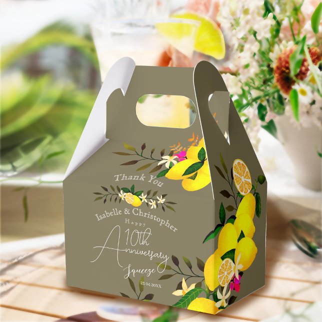 Lemon Squeeze Anniversary Thank You Favor Boxes (10th Anniversary Wedding 
Favor Gift Box)