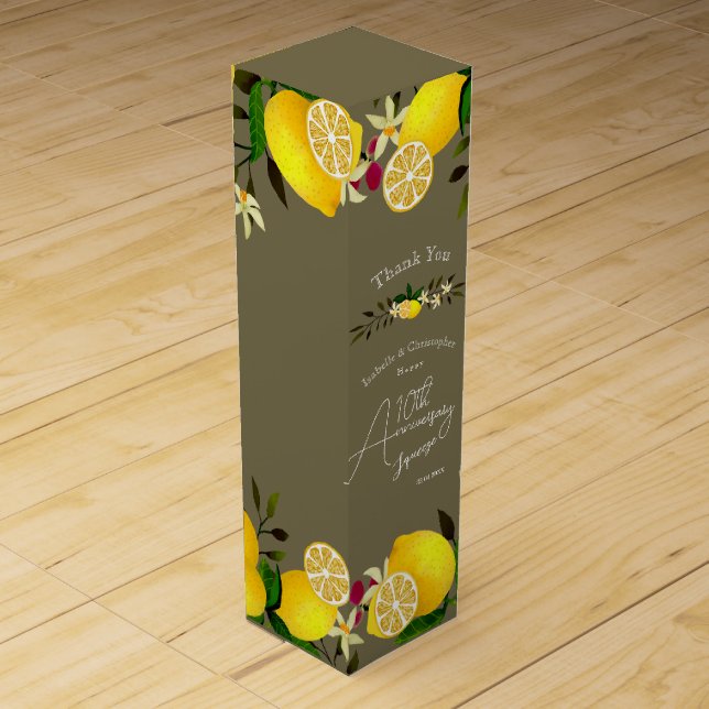 Lemon Squeeze Anniversary Thank You Wine Box (Front)