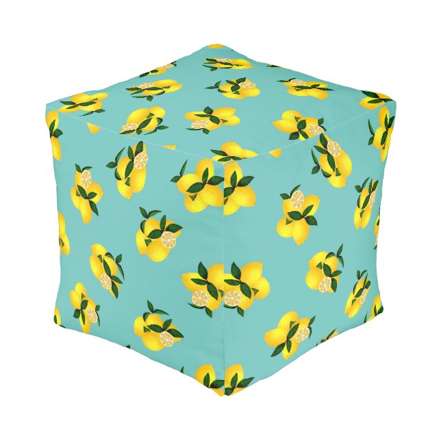 Lemon Squeeze Aqua Pouf (Angled Back)