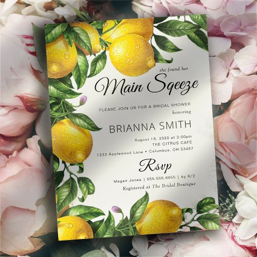 Lemon Squeeze Elegant Bridal Shower Invitation