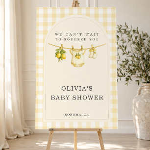 Lemon Squeeze Gingham Baby Shower Welcome Foam Board