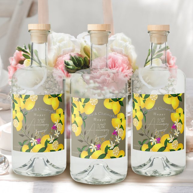 Lemon Squeeze  Liquor Bottle Label (10th Wedding Anniversary Lemon Squeeze Liquor Label)