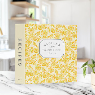 Lemon Squeeze Personalized Recipe 3 Ring Binder