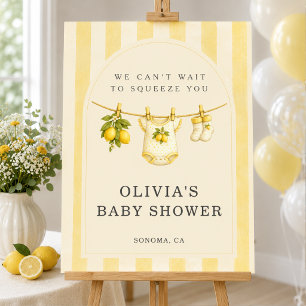 Lemon Squeeze Stripes Baby Shower Welcome Foam Board