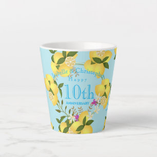 Lemon Squeeze Wedding Anniversary Blue Latte Mug