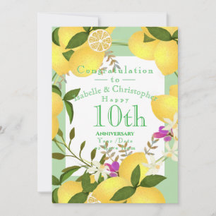 Lemon Squeeze Wedding Anniversary Green Holiday Card