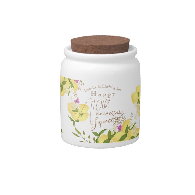 Lemon Squeeze White Candy Jar (Front)