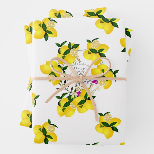 Lemon Squeeze White Wrapping Paper Sheets (In situ)