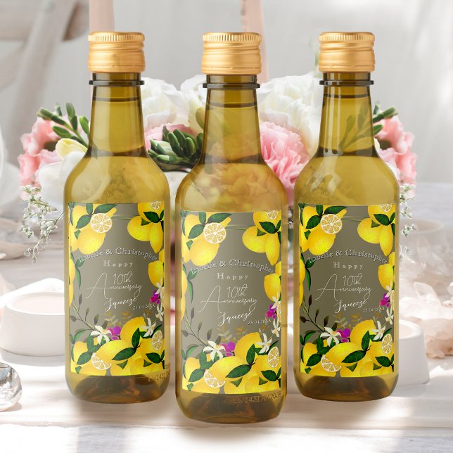 Lemon Squeeze  Wine Label (10th Wedding Anniversary Lemon Squeeze Wine Label)