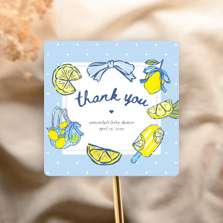 Lemon Squeeze You Baby Shower Square Sticker