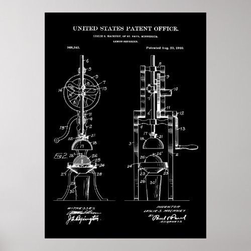 Lemon Squeezer Patent Poster