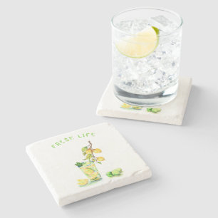 Lemon Stone Coaster Juice Drink Summer Party