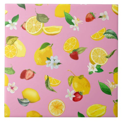 Lemon  Strawberry 1 Ceramic Tile