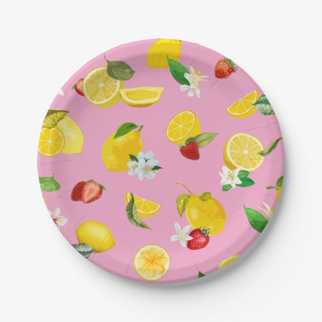 Lemon & Strawberry 1 Paper Plates (Front)