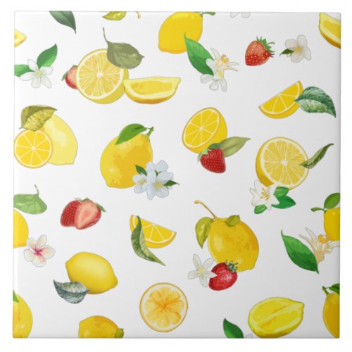 Lemon  Strawberry 2 Ceramic Tile