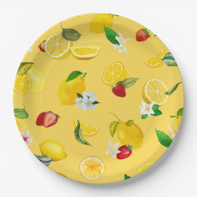 Lemon & Strawberry 3 Paper Plates (Front)