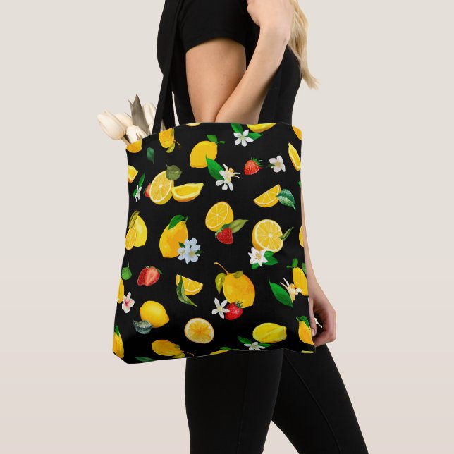 Lemon & Strawberry 5 Tote Bag (Close Up)