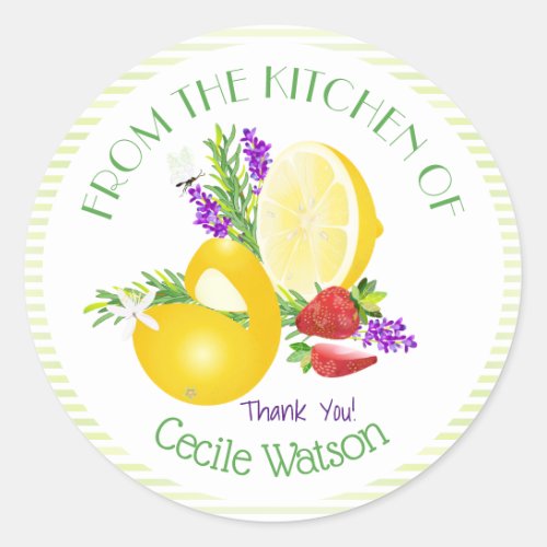 Lemon Strawberry Fruit Classic Round Sticker